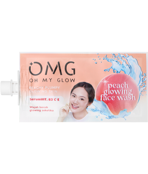 OMG Peach Glowing Cream Face Wash 9gr isi 4