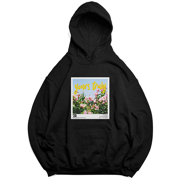 YOURS TRULY HOODIE FLOWER BLACK
